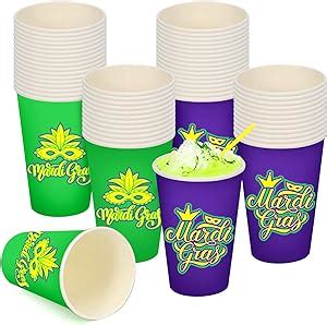 Amazon.com: RGQSUN 60 Pcs Mardi Gras Paper Cups,2 Styles 12 oz ...