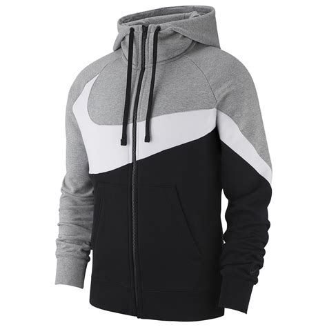 Nike Cotton Large Swoosh Full-zip Hoodie in Dark Grey Heather/White/Black (Gray) for Men - Lyst