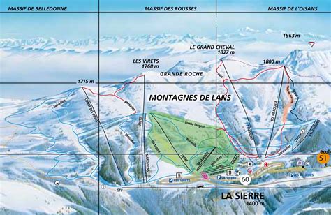 Lans en Vercors Mapa de pistas y caminos