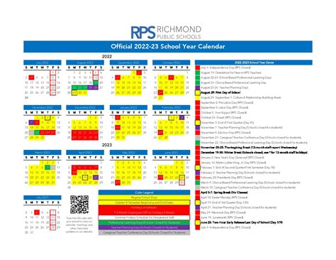 Richmond City Public Schools Calendar 2022-2023 in PDF