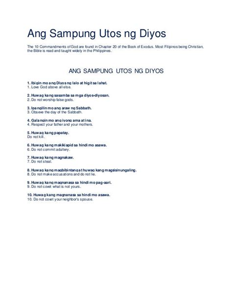 Ang sampung utos ng diyos