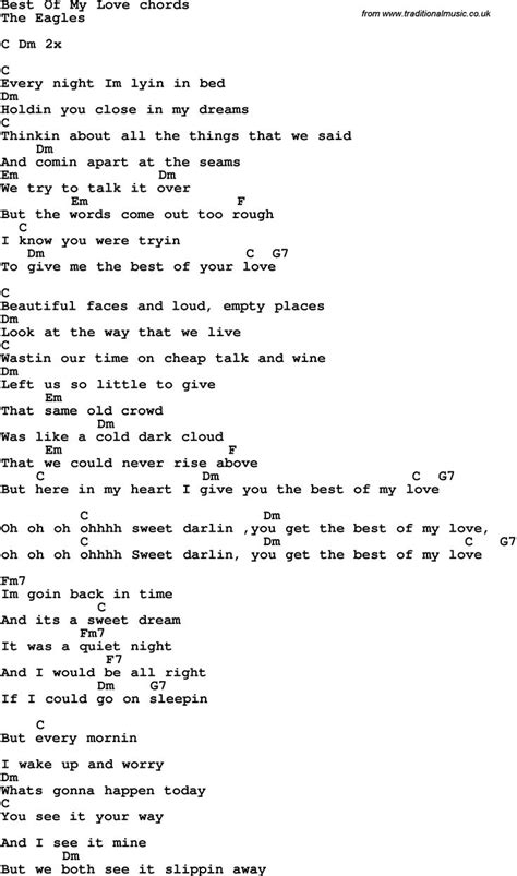 Song lyrics with guitar chords for Best Of My Love | Song lyrics and chords, Guitar chords for ...