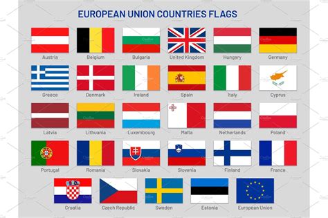 97 Cool European Union Countries Flags Vector - insectza