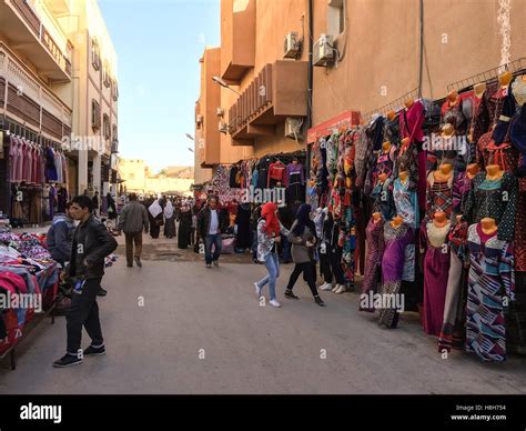 OUARGLA, ALGERIA - 27 AGU 2016: A market(souk) bazaar in touristic city ...