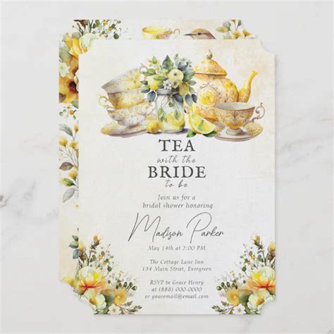 Bridal Shower Tea Party Vintage Invitation | Zazzle