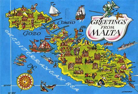 Large detailed tourist illustrated map of Malta | Malta | Europe | Mapsland | Maps of the World