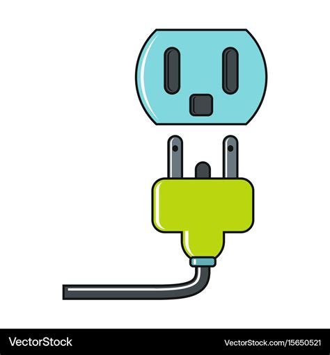 Cartoon plug and socket icon on white background Vector Image