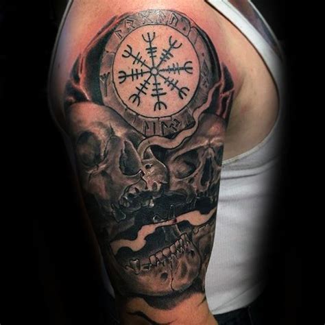 40 Helm Of Awe Tattoo Designs For Men - Norse Mythology Ideas