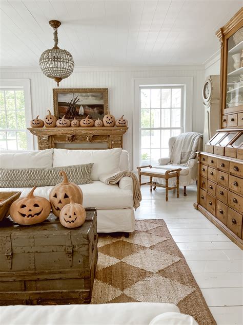 Cozy Terracotta pumpkins - Cozy Cottage Farmhouse Fall Decor - Liz Marie Blog