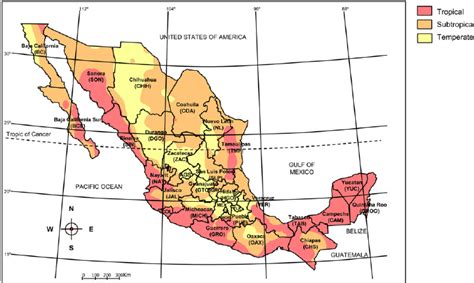 The climatic zones in Mexico. Mexico has a wide range of climate zones... | Download Scientific ...