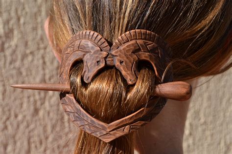 gift for women, Horses Hair stick, Wooden hair slide, Bun Holder, Christmas, hair barrette ...