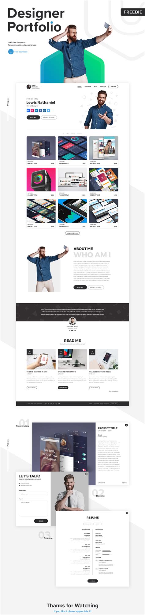 FREE PSD & XD DESIGNER PORTFOLIO TEMPLATE :: Behance