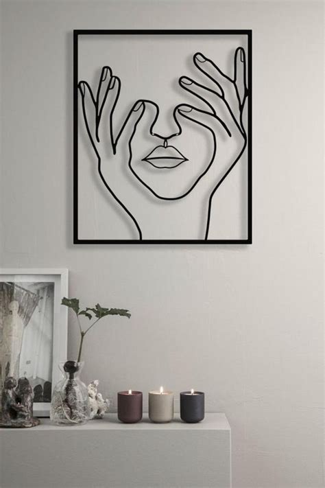 Women Face One Line Drawing Metal Wall Art Abstract Painting | Etsy | Black painted walls, Metal ...