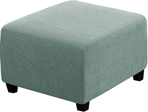 LNIM Square Stretch Ottoman Cover, Soft Stretch Jacquard Ottoman Slipcovers, Elastic Bottom ...