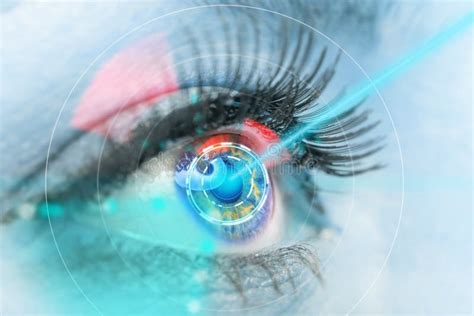 Close-up Woman Eye With Laser Medicine. Stock Image - Image: 45618345