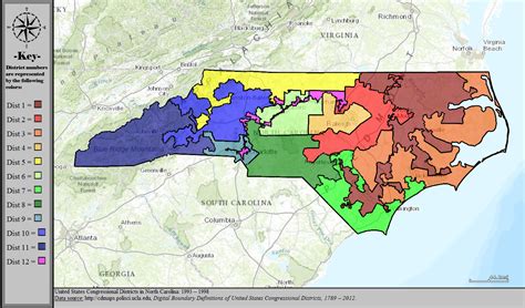 North Carolina's congressional districts from 1993 to 1998 : r/MapPorn