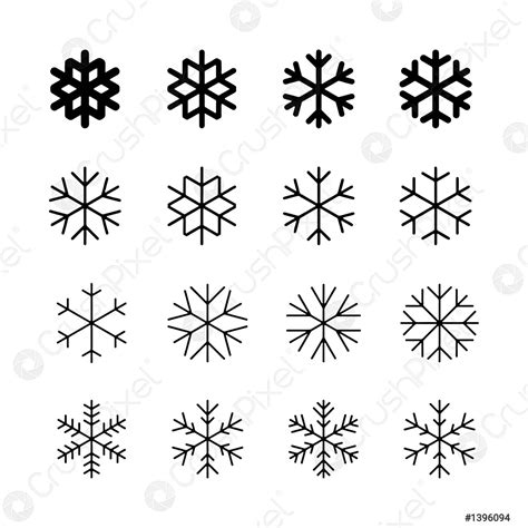 Snowflake Icons Black Vector Silhouette Illustration - stock vector ...