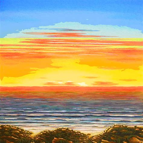 Abstract Beach and Ocean Sunset Streaks Painting by Elaine Plesser - Fine Art America