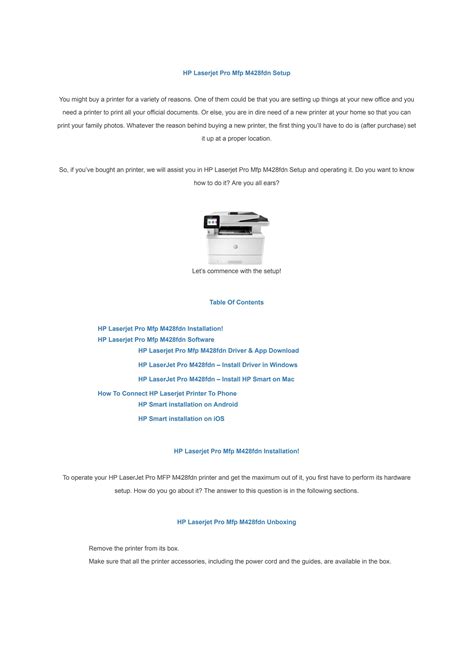 HP Laserjet Pro Mfp M428fdn Setup by kevin thomas - Issuu