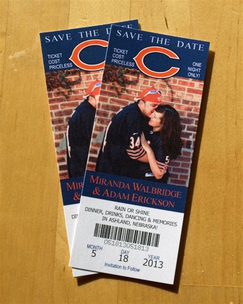 Save the Date Chicago Bears Ticket by ericksondesign on Etsy, $1.75 ...