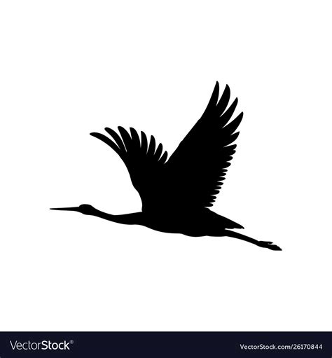 Silhouette or black ink symbol a crane bird Vector Image