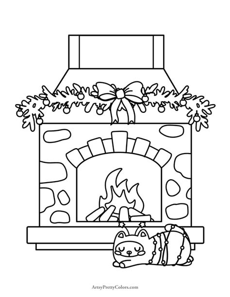Fireplace Coloring Pages To Print For Free - Artsy Pretty Colors