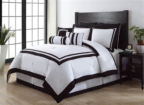 9 Piece Queen Hotel Black and White Comforter Set | eBay