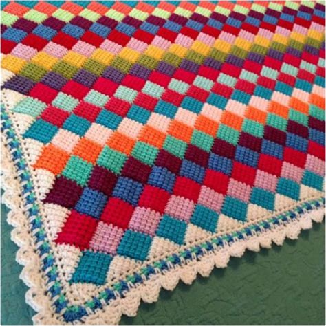 Tunisian Entrelac Throw [Crochet Free Pattern] - Styles Idea