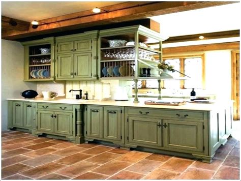 rustic green kitchen cabinets | Template Best