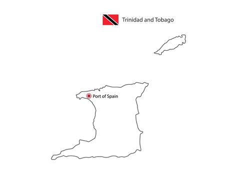 Hand draw thin black line vector of Trinidad and Tobago Map with ...