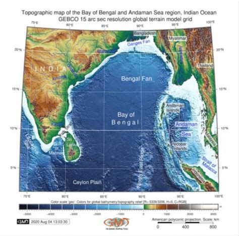 Topographic map of the Bay of Bengal and Andaman Sea. Source: author | Download Scientific Diagram