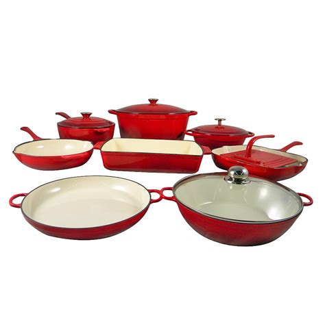 Le Chef 13-Piece Enamel Cast Iron Red Cookware Set. Super Sale! | eBay