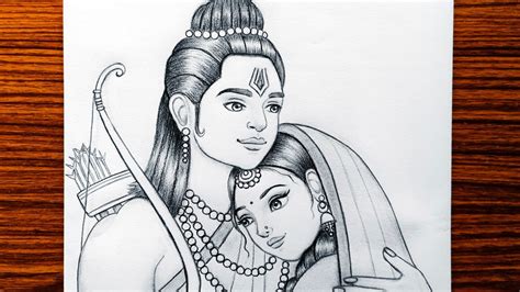 Ram sita drawing | How to draw lord Rama and Sita | Ramnavmi special ...