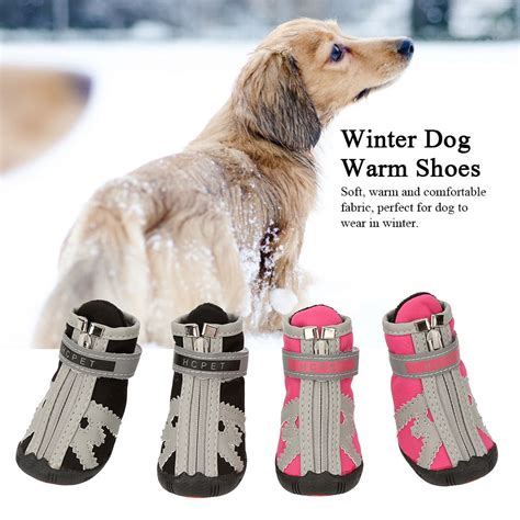 Garosa Winter Dog Warm Shoes Non Slip Rain Snow Pet Waterproof Booties for Small Big Dogs ...