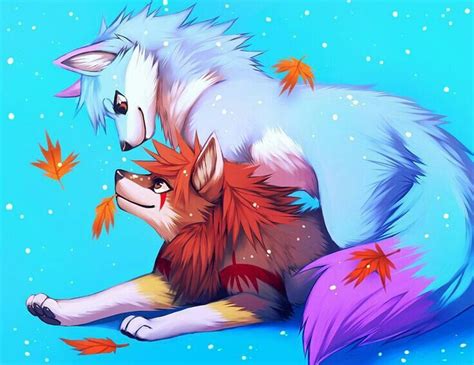 Autumn and Winter Pups ♡∅ | Anime wolf, Furry wolf, Furry drawing