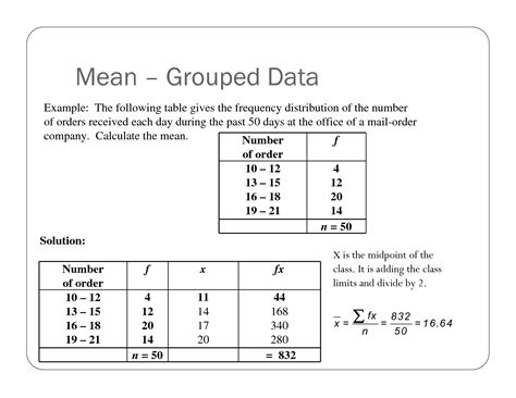 SOLUTION: Mean Grouped Data PPT - Studypool