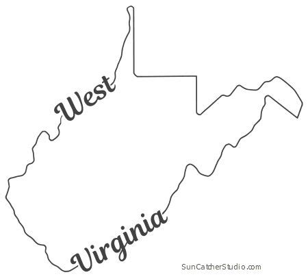 West Virginia - Map Outline, Printable State, Shape, Stencil, Pattern ...