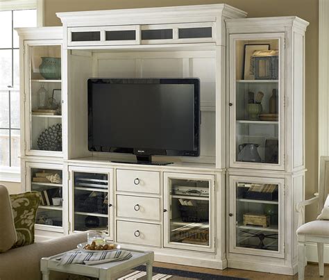 Country-Chic Maple Wood White TV Entertainment Wall Unit | Zin Home