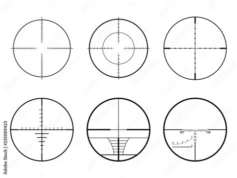 Set of AR crosshair scopes. Military sniper rifle target crosshairs Stock Vector | Adobe Stock