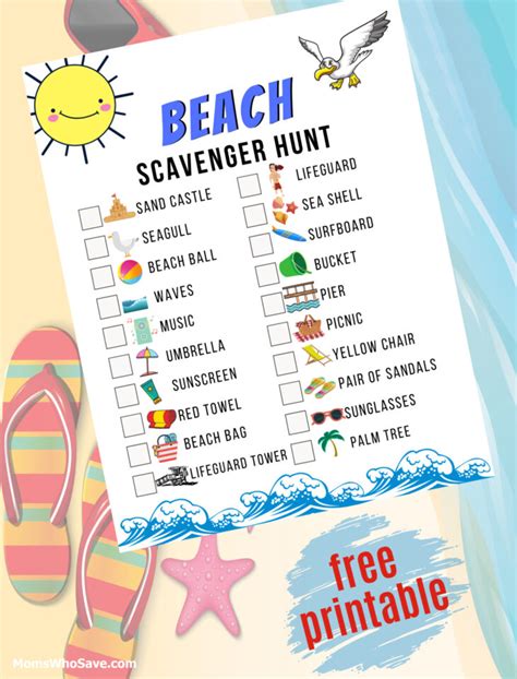 Beach Scavenger Hunt (Free Printable) | MomsWhoSave.com