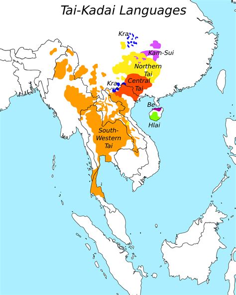 Geographical distribution of Tai-Kadai languages : r/LinguisticMaps