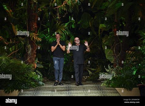 Designer Stefano Gabbana and Domenico Dolce walking on the runway Dolce Gabbana Fashion Show ...