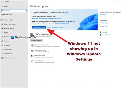 Windows 11 not showing up in Windows Update Settings