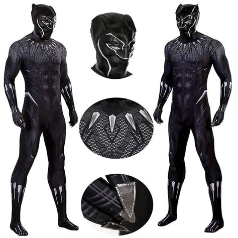 Black Panther Suit Cosplay T'Challa Bodysuit Cosplay Superhero Jumpsui ...