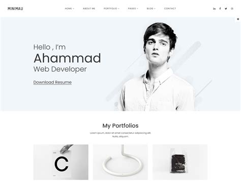 Minimau - React Portfolio Template by HasTech on Dribbble