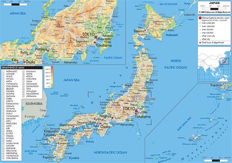 Physical Map of Japan - Ezilon Maps