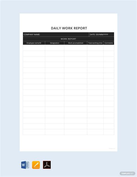 Sample Daily Work Report Template in Word, Pages, PDF, Google Docs - Download | Template.net