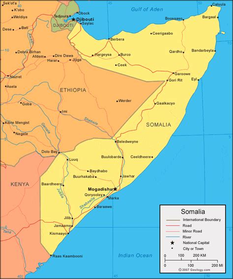 Somalia Map and Satellite Image