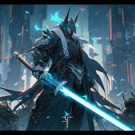 Premium Photo | Warrior heroic pose anime futuristic illustration ...