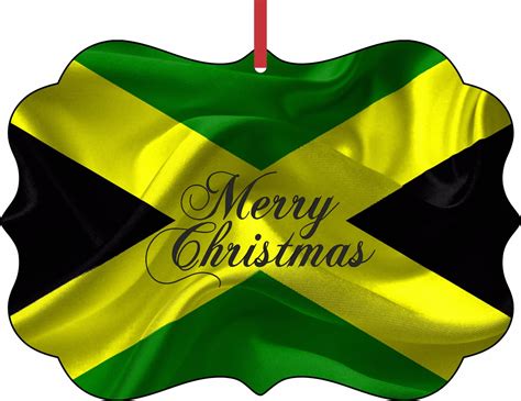 Flag Jamaica Merry Christmas Elegant Aluminum SemiGloss Christmas Ornament Tree Decoration ...